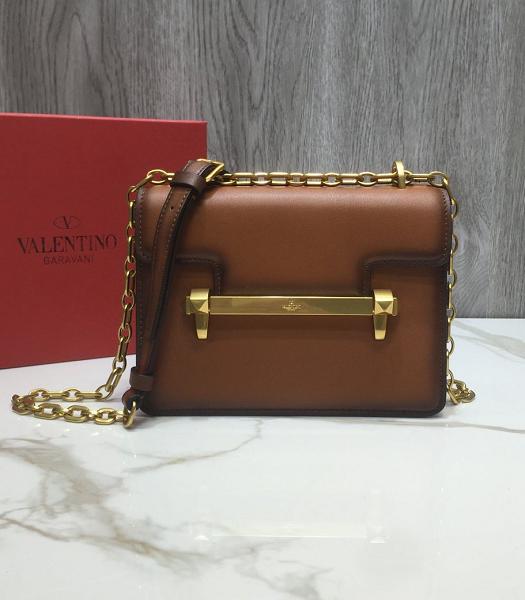 Valentino Garavani Uptown Brown Original Plain Veins Calfskin Shoulder Bag