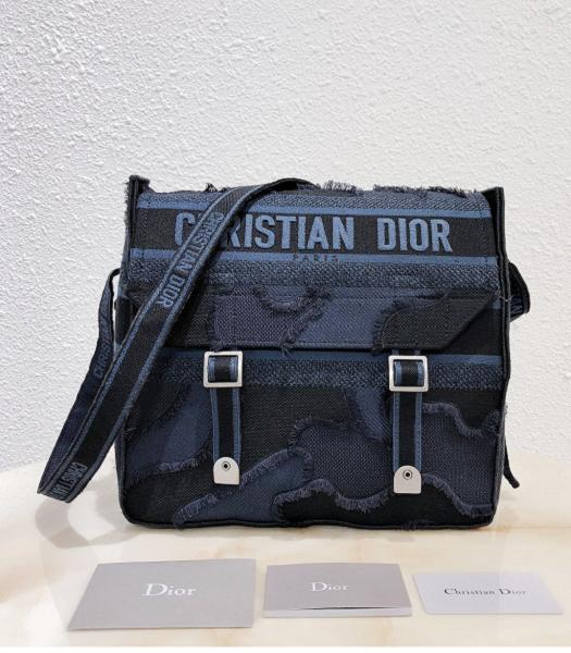 Christian Dior Diorcamp Original Oblique Canvas Messenger Bag Blue