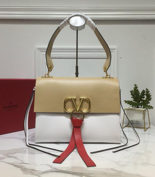 Valentino Garavani Vring Apricot/White Original Calfskin Shoulder Bag