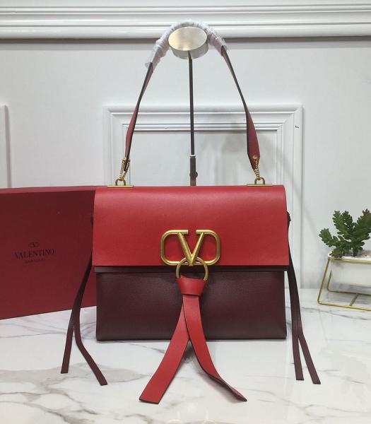 Valentino Garavani Vring Red/Wine Red Original Calfskin Shoulder Bag