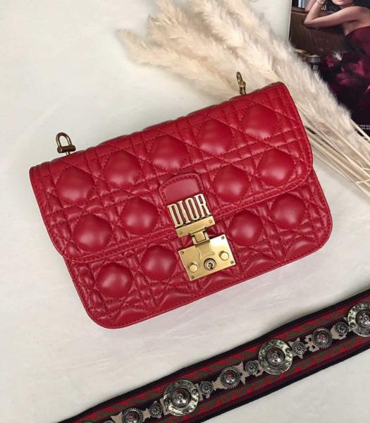 Christian Dior Dioraddict Original Lambskin Strap Canvas 24cm Flap Bag Red