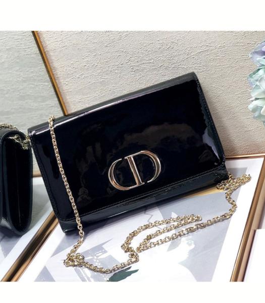 Christian Dior 30 Montaigne Original Patent Leather Wallet Bag On Chain Black