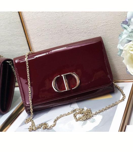 Christian Dior 30 Montaigne Original Patent Leather Wallet Bag On Chain Jujube