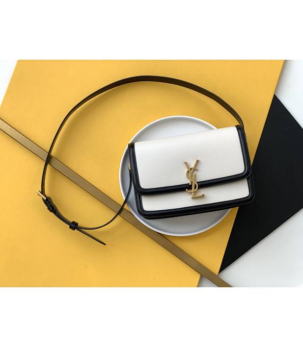 YSL Solferino Box White/Black Original Calfskin Leather Golden Metal 23cm Satchel Bag