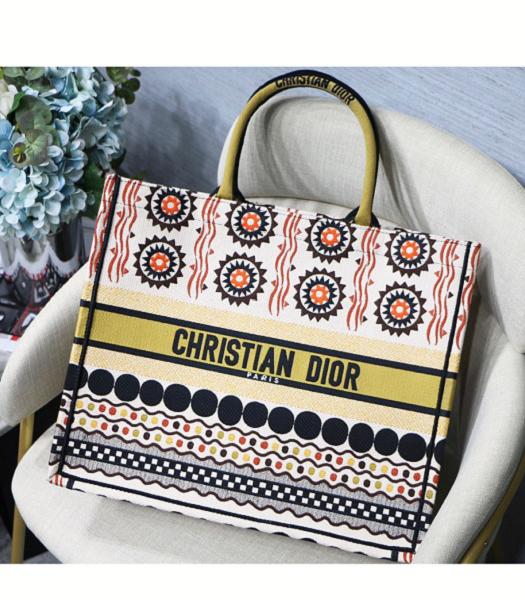 Christian Dior Multicolor Original Canvas 41cm Book Tote Bag Light Yellow