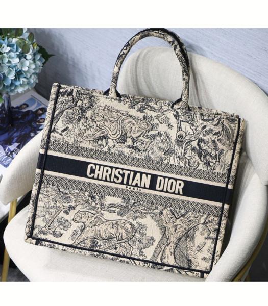 Christian Dior Tiger Original Canvas 41cm Book Tote Bag Black