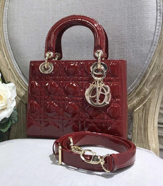 Christian Dior My ABCDior Original Patent Leather Golden Metal 20cm Tote Bag Jujube