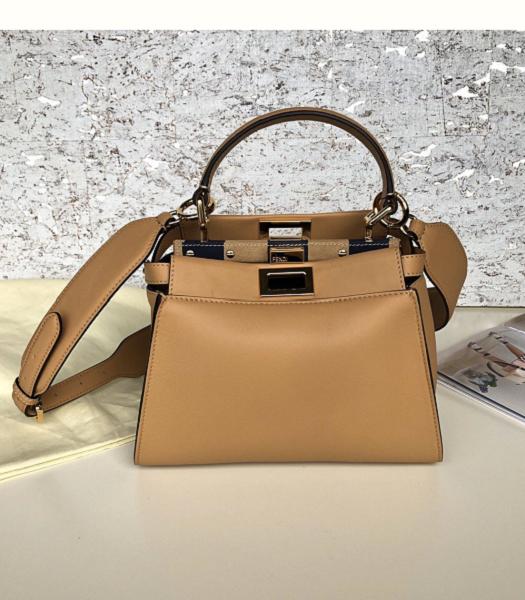 Fendi Peekaboo Iconic Apricot Original Leather 23cm Mini Tote Shoulder Bag