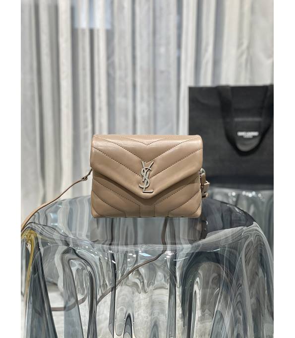 YSL Loulou Nude Pink Original Matelasse Calfskin Leather Silver Metal Mini Shoulder Bag