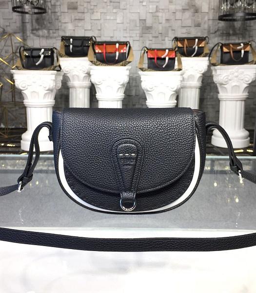 Fendi Black Original Leather 21cm Saddle Bag