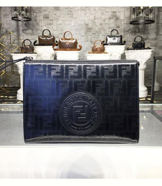 Fendi FF PVC With Black Original Leather 27cm Clutch