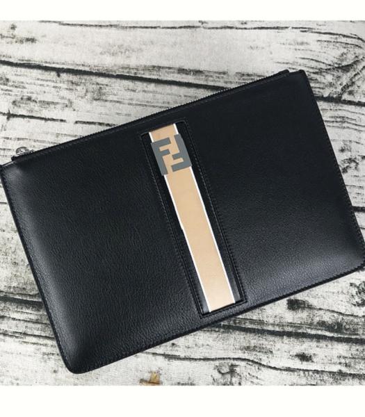 Fendi Black Original Leather Apricot Tape 29cm Clutch