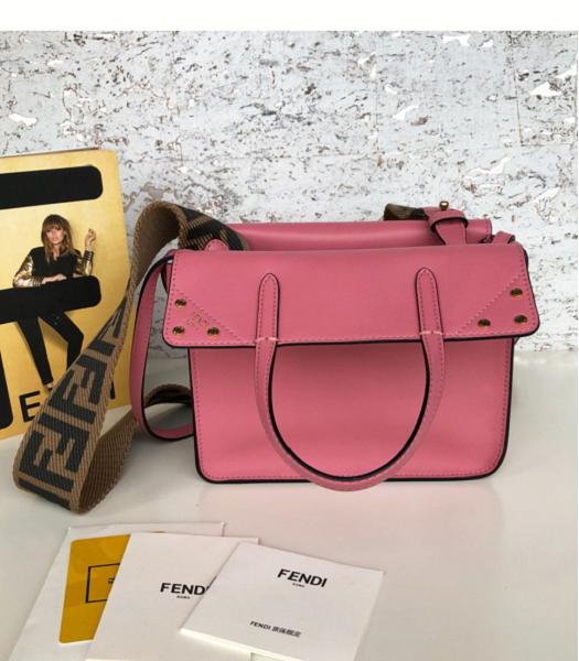 Fendi Flip Pink Original Leather 20cm Mini Tote Shoulder Bag