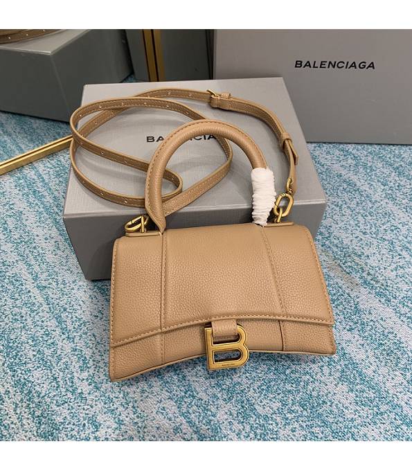 Balenciaga Nude Pink Original Litchi Veins Calfskin Golden Metal 19cm Hourglass Bag