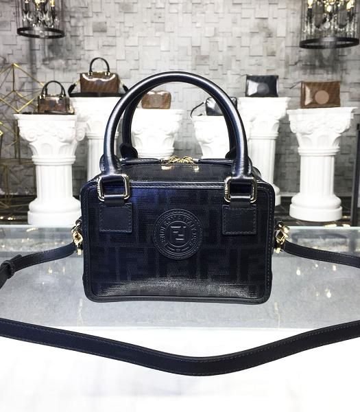 Fendi Boston Black FF PVC With Original Leather 19cm Mini Bag