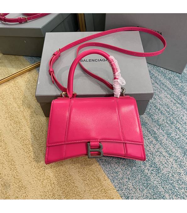 Balenciaga Fuchsia Original Plain Veins Calfskin Silver Metal 23cm Hourglass Bag