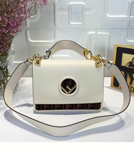 Fendi Kan I F White Original Leather 25cm Medium Shoulder Bag