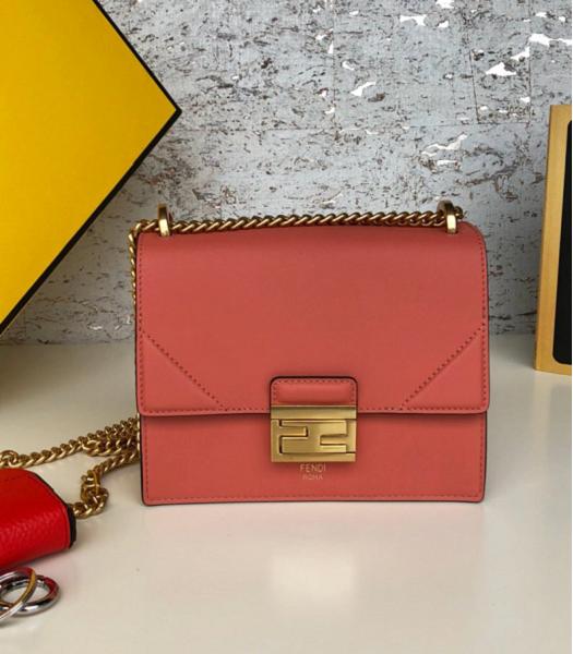 Fendi Kan U Orange Red Original Leather 19cm Small Shoulder Bag