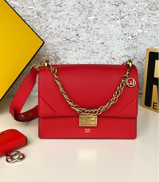 Fendi Kan U Red Original Leather 25cm Medium Shoulder Bag