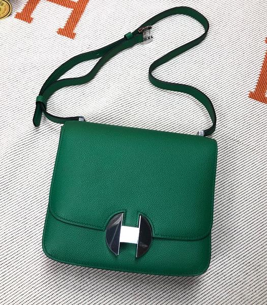 Hermes 2002 20cm Bbag Green Imported Leather Silver Metal