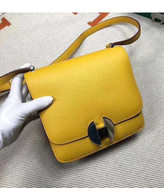 Hermes 2002 20cm Bbag Yellow Imported Leather Silver Metal