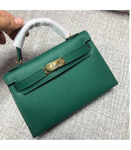 Hermes Kelly 19cm Mini Tote Bag Green Imported Leather Golden Metal