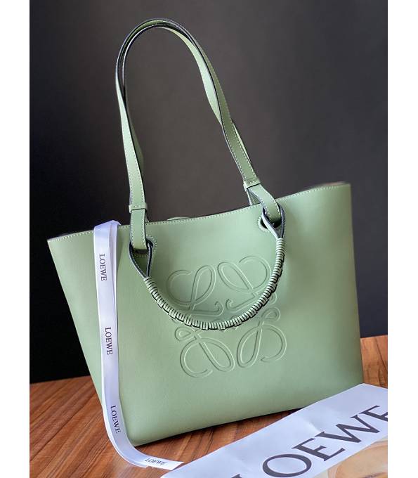 Loewe Apple Green Original Plain Veins Calfskin Leather Anagram 29cm Tote Bag