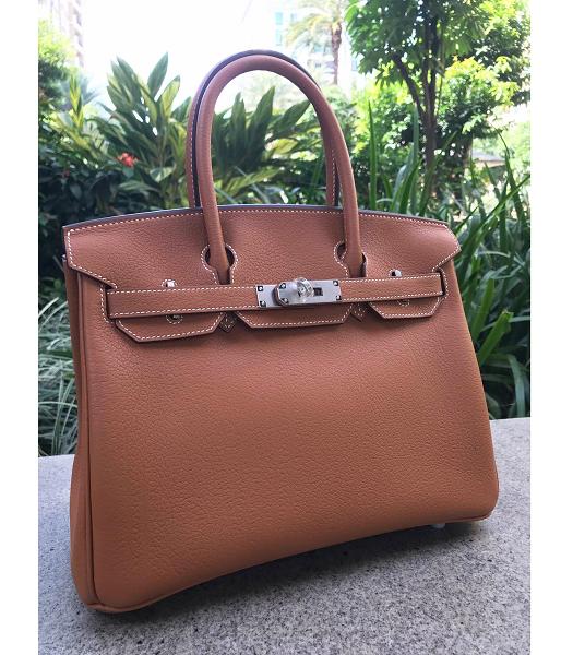 Hermes Birkin 30cm Bag Brown Imported Togo Leather Silver Metal