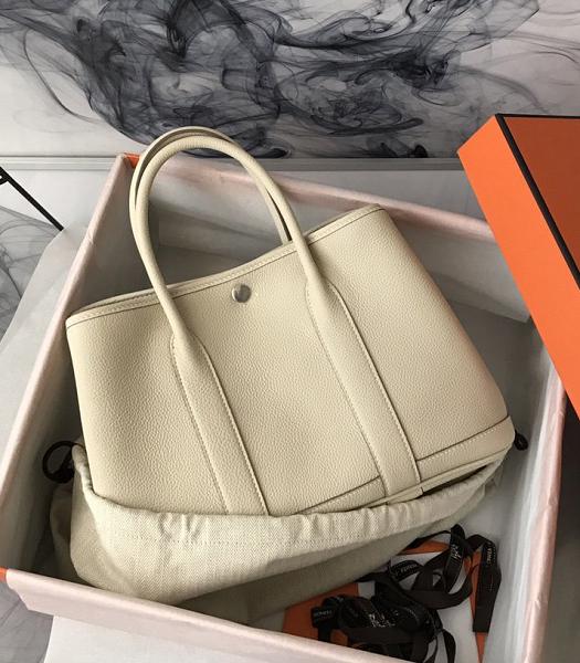 Hermes 32cm Garden Party Tote Bag White Imported Leather