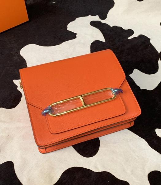 Hermes Roulis Mini 19cm Bag Orange Evercolor Leather Golden Meatal