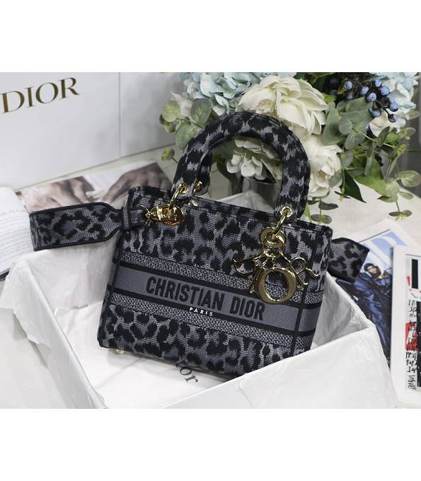 Christian Dior Leopard Grey Canvas With Original Leather 24cm Tote Bag