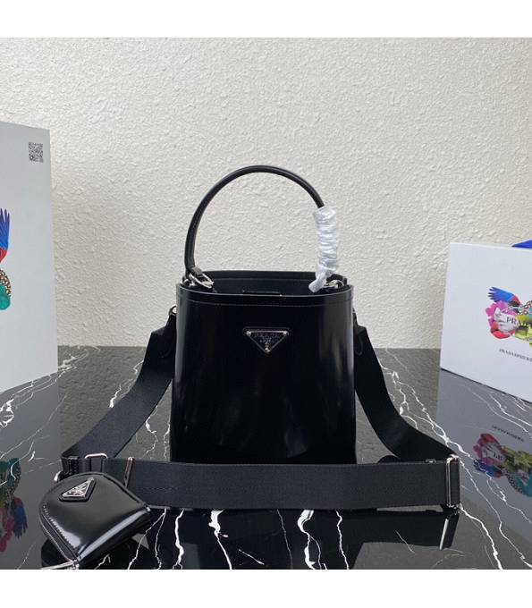 Prada Panier Black Original Shinny Leather Bucket Bag