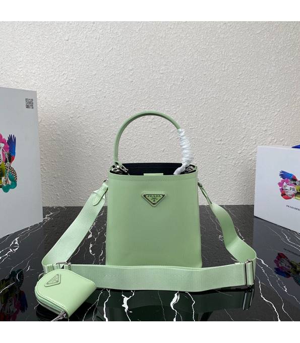 Prada Panier Light Green Original Shinny Leather Bucket Bag