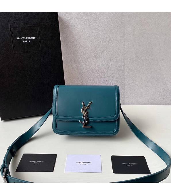 YSL Solferino Blue Original Pin Stripes Box Calfskin Leather Silver Metal 19cm Satchel Bag