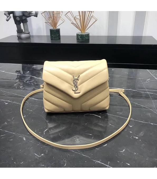 YSL Loulou Apricot Original Matelasse Calfskin Leather Silver Metal Mini Shoulder Bag