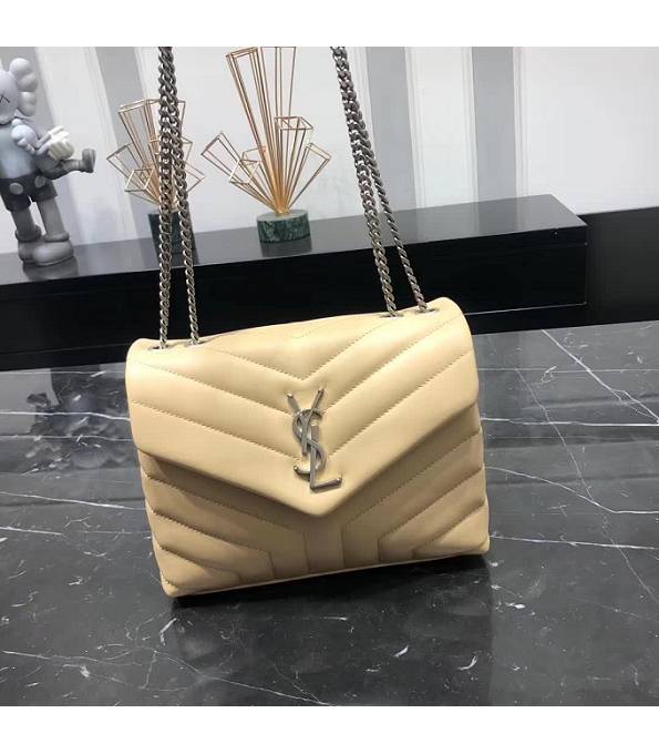 YSL Loulou Apricot Original Matelasse Calfskin Leather Silver Metal Small Chains Bag