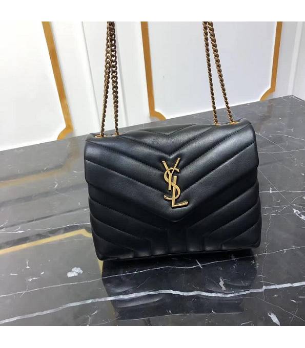 YSL Loulou Black Original Matelasse Calfskin Leather Golden Metal Small Chains Bag