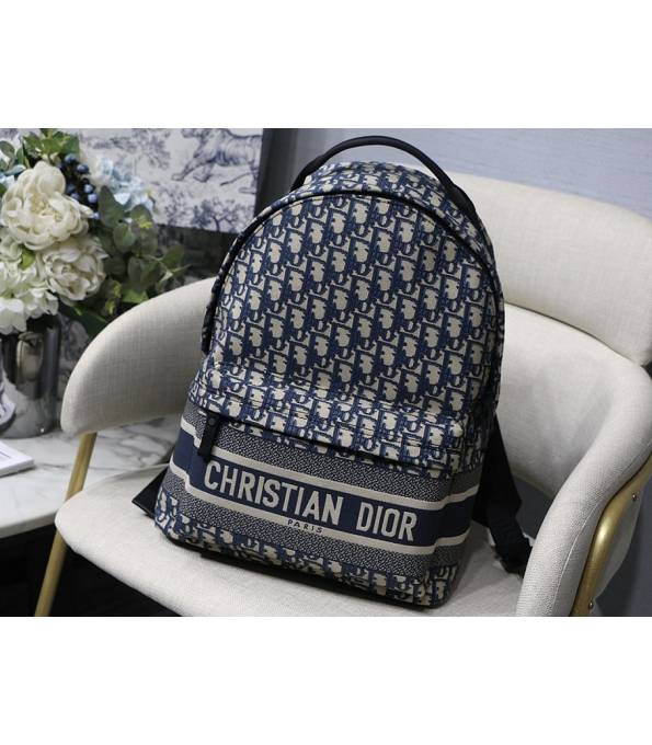 Christian Dior Blue Original Oblique Jacquard Canvas 24cm Backpack