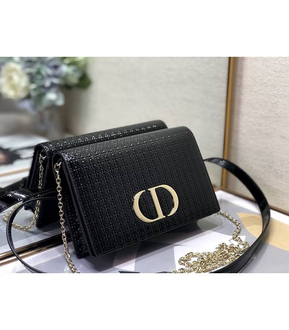 Christian Dior 30 Montaigne Black Original Calfskin Leather 2 In 1 Pouch Golden Chain Shoulder Belt Bag