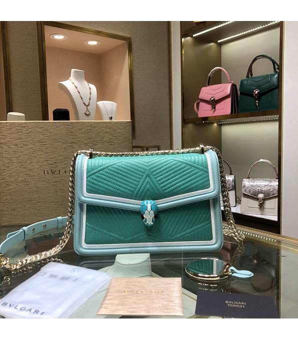 Bvlgari Mint Green/Light Blue Original Quilted Calfskin Leather Serpenti Diamond Blast Small Bag