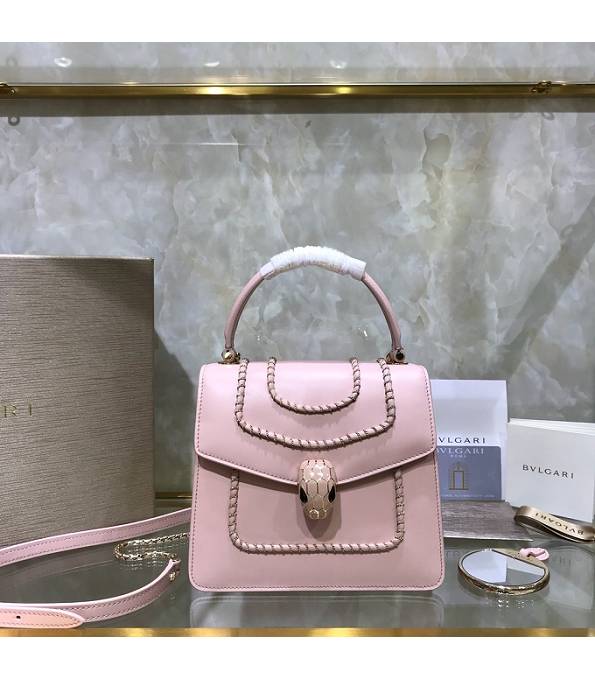 Bvlgari Pink Original Calfskin Leather Rope 20cm Mini Tote Bag