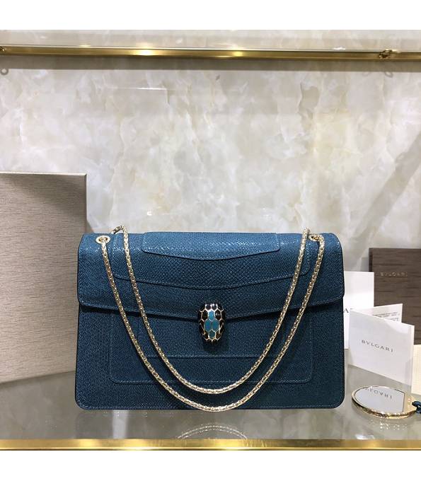 Bvlgari Blue Original Snake Veins Leather Serpenti Forever 28cm Bag