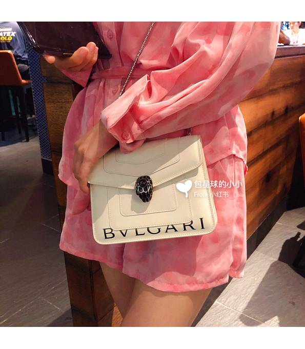 Bvlgari X Fragment Serpenti Forever White Original Calfskin Leather 20cm Mini Chains Bag