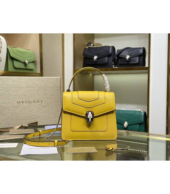 Bvlgari Yellow Original Calfskin Leather 20cm Mini Tote Bag