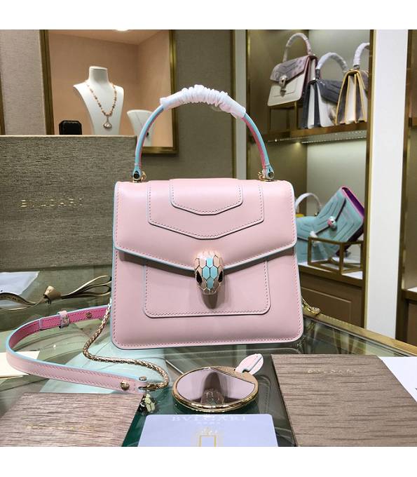 Bvlgari Light Pink/Pink Original Calfskin Leather 20cm Mini Tote Bag