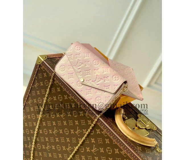 Louis Vuitton Felicie Pochette Bag in Sprayed and Grained Leather M61276 Pink/Yellow 2022