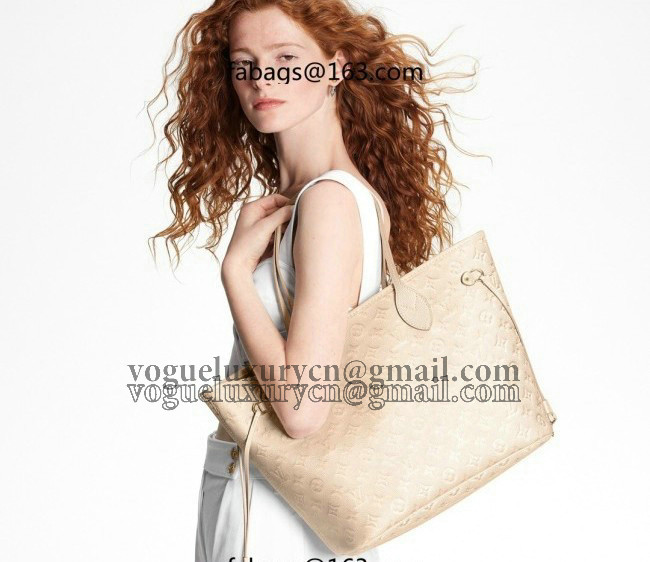 Louis Vuitton Neverfull MM Tote Bag in Monogram Leather M46231 Pale Beige 2022