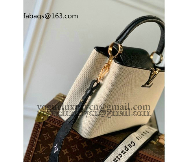 Louis Vuitton Capucines MM Bag in Canvas M59872 Black 2022