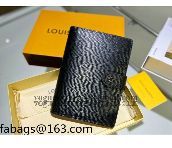 Louis Vuitton Medium Ring Agenda Notebook Cover in Black Epi Leather 2022 0725