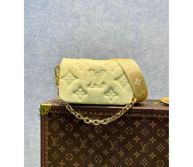 Louis Vuitton Wallet on Strap Mini Bag in Monogram Embroidered Leather M81398 Lemon Yellow 2022